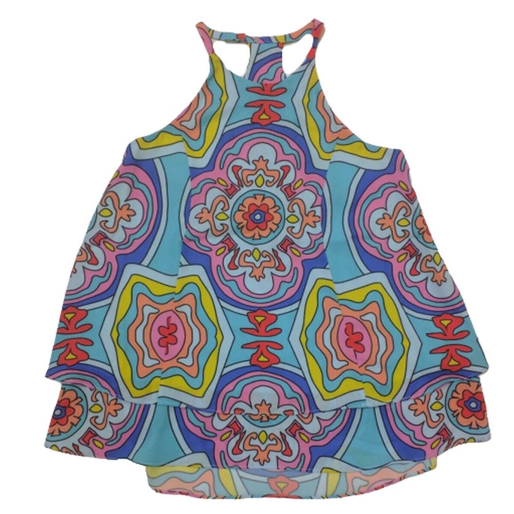 Crosby Mollie Burch Top XS Retro Mosaic Blouse